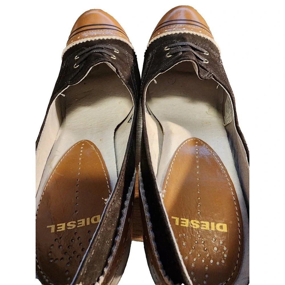 Diesel® (Women's SIZE 8) LIIEU™ Leather Oxford Pump in Brown/Black - $299